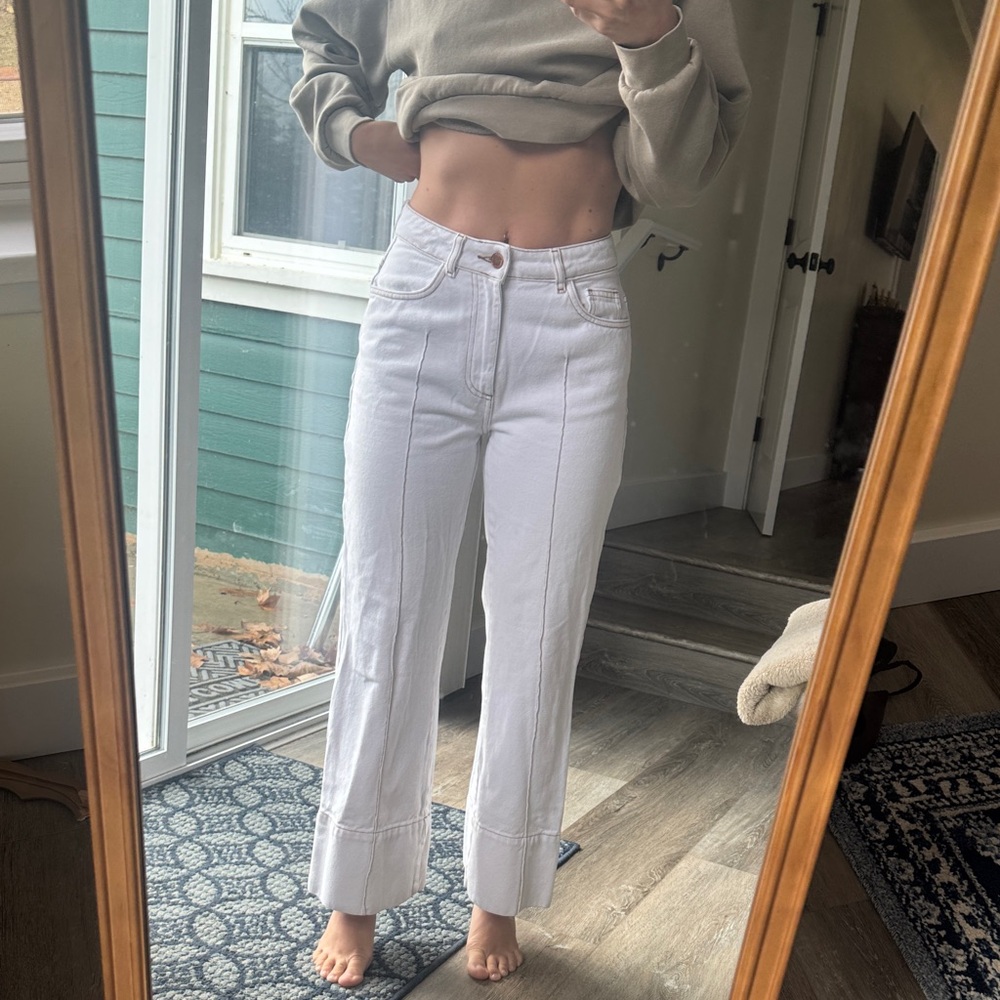 Zara White Flare & Wide Leg Jeans